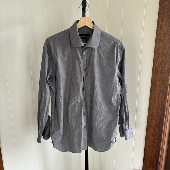 John Varvatos USA Gray Geometric Slim Fit Button Up Dress Shirt Mens 16.5-32/33 - Picture 2 of 6